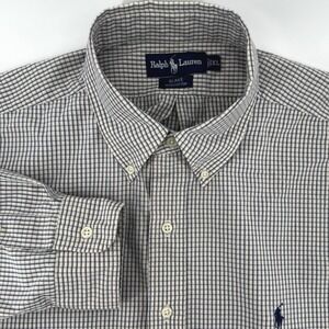Ralph Lauren Blake Mens XL Button Down Shirt Navy Blue White Check Cotton